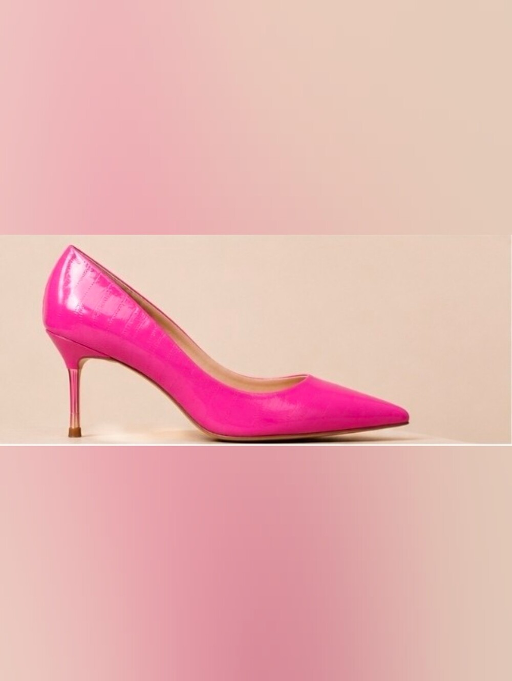 Hot Pink Patent Leather Pointed-Toe Pumps with Matching Clutch - Picture 6 of 8